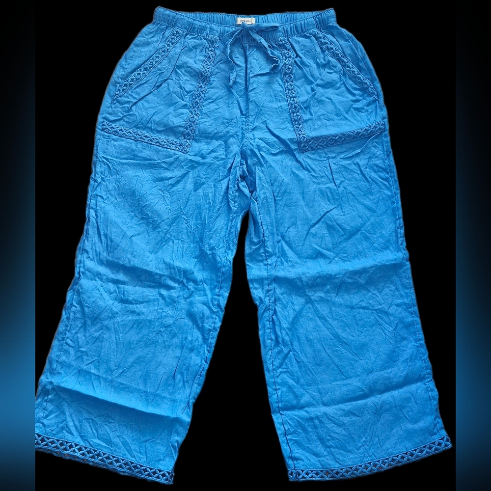 Blue Lace Trim Pants